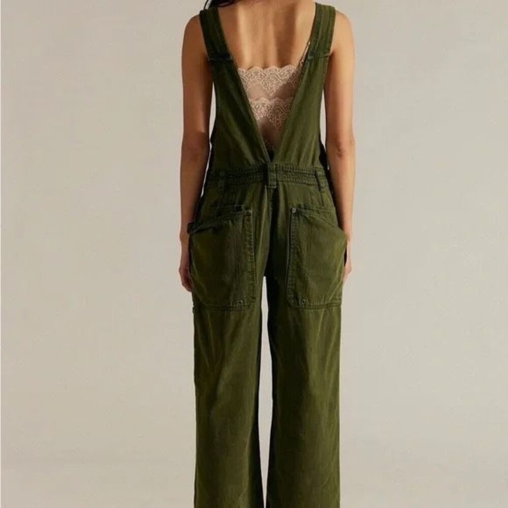 Free People Just In Time Overalls in Army Size M - Picture 3 of 9